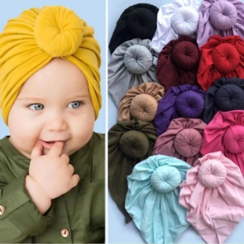 Adorable Brand New Turban Wrap Hat for Baby Bright Yellow Soft Stretchy